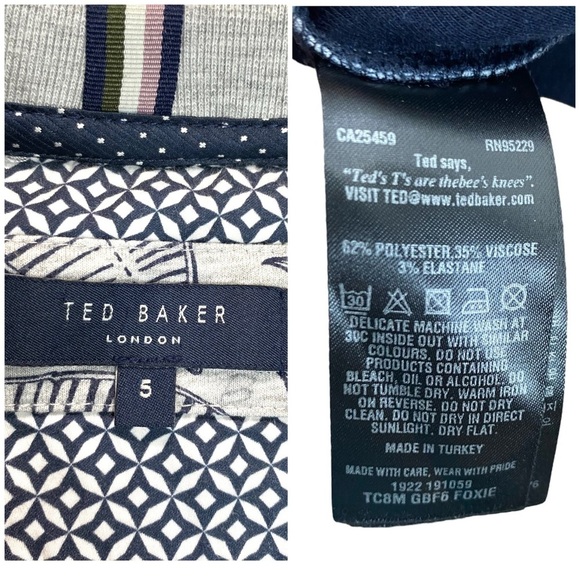 Ted Baker London Hawaiian Tropical Flower Monkey Pullover Sweatshirt Gray Sz XL - Picture 5 of 12